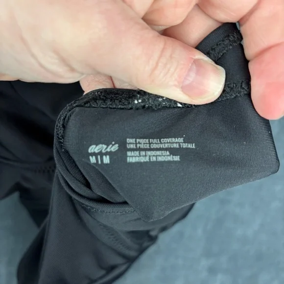 Aerie Black Ruffled, Cut-out One Piece Swimsuit Sz Medium ** see description - Picture 7 of 11